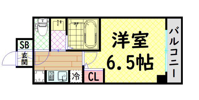 クリスタルグランツ難波ウエスト(1K/4階)の間取り写真