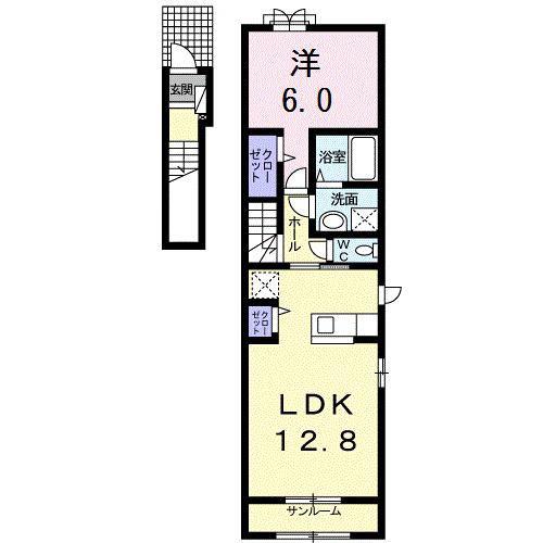 パティオ(1LDK/2階)の間取り写真
