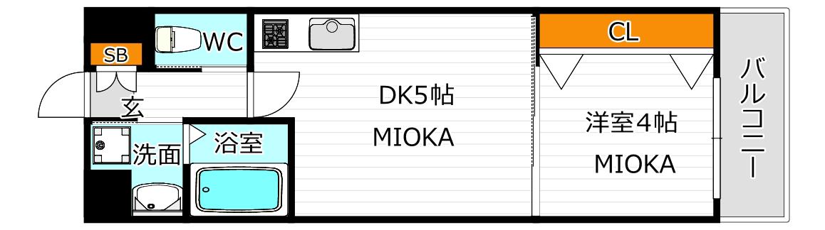 ES ABIKO(1DK/3階)の間取り写真