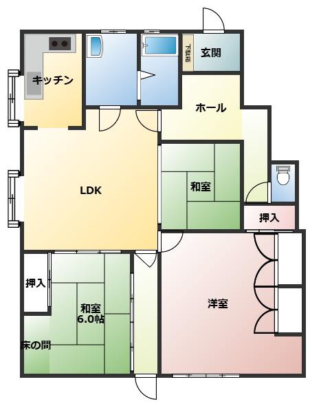クレイドル青山(3LDK/1階)の間取り写真