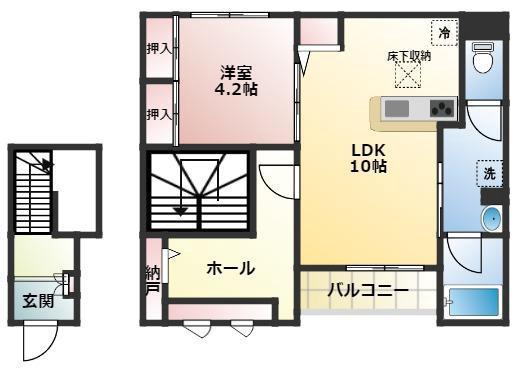 ウェルゲート サウス(1LDK/2階)の間取り写真