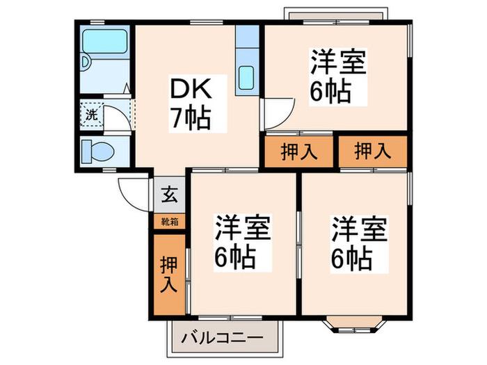 コートビレッジフジイJ(3DK/2階)の間取り写真