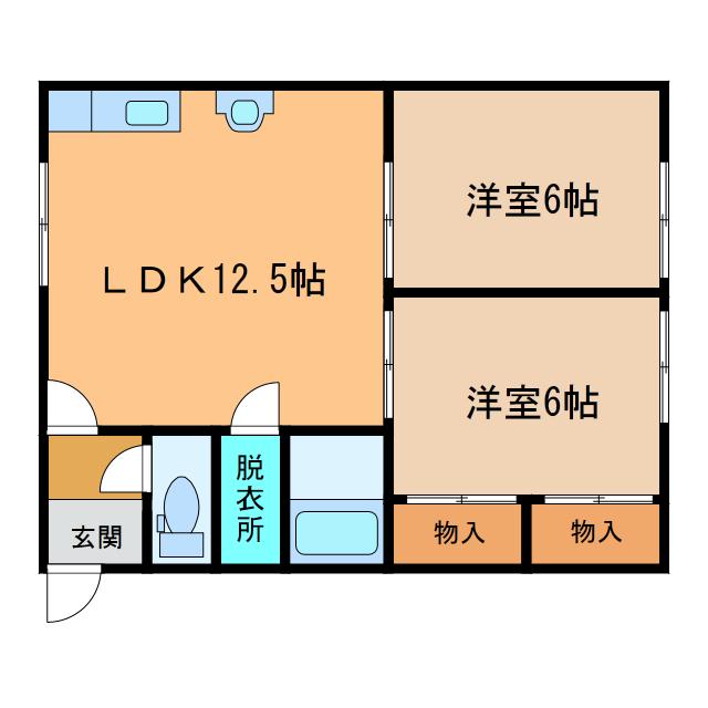 コーポおくむら(2LDK/2階)の間取り写真