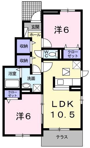 メゾンブローテ C棟(2LDK/1階)の間取り写真