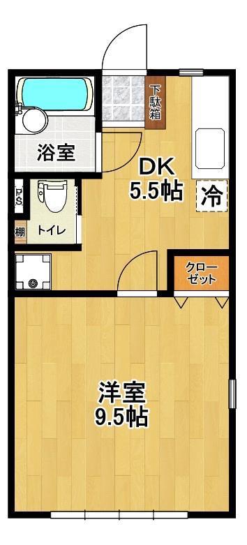 アミューズハイツ(1DK/1階)の間取り写真