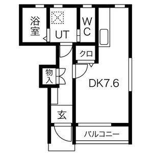 リヴェール(ワンルーム/1階)の間取り写真