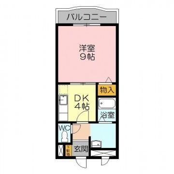 スカイマンションA棟(1K/4階)の間取り写真