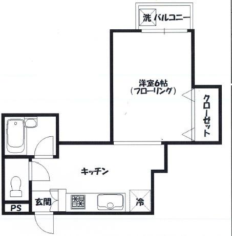 コーポ広井(1K/4階)の間取り写真