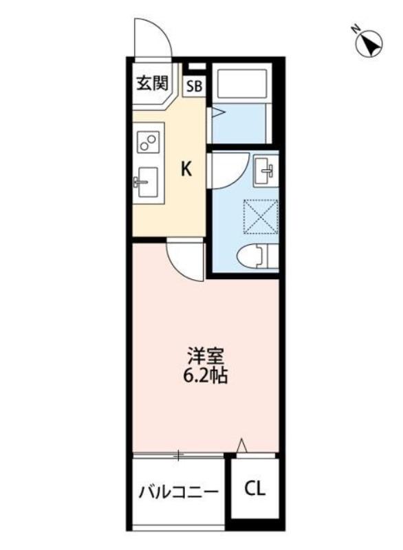 ANGE西所沢(1K/2階)の間取り写真