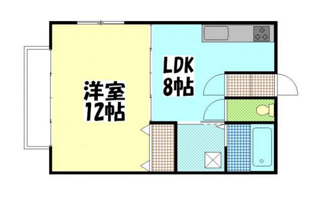 国重アパートIII(1DK/2階)の間取り写真