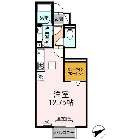 ラフィネ藤川(ワンルーム/1階)の間取り写真