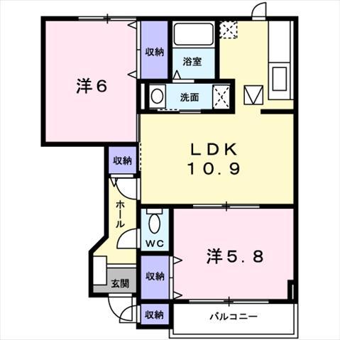 サニーレジデンスIII(2LDK/1階)の間取り写真
