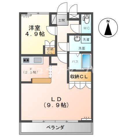 ブリリアント・ジェイド(1LDK/1階)の間取り写真