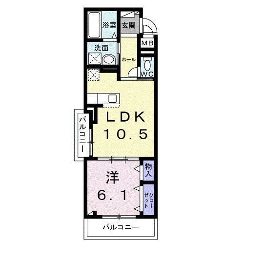 サンガーデンM(1LDK/2階)の間取り写真