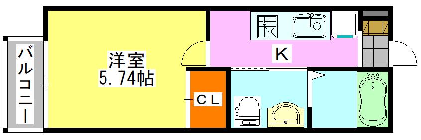 津田沼ヒルズ(1K/2階)の間取り写真