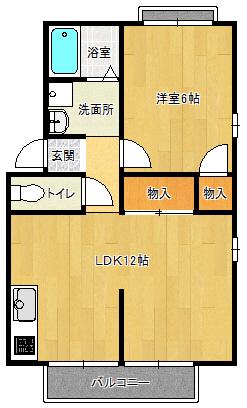 エステートピア北町(1LDK/2階)の間取り写真