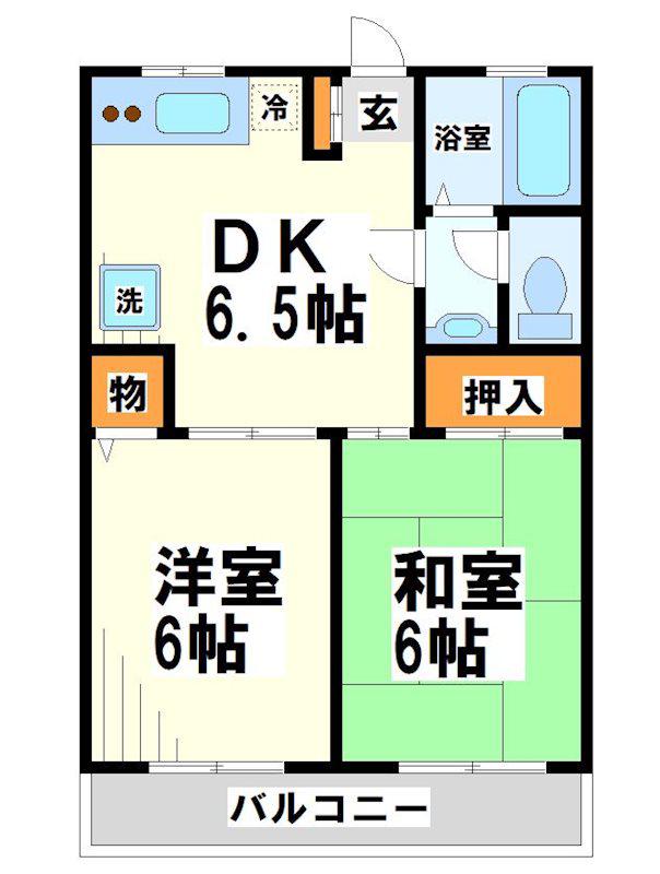 コーポ橋本(2DK/1階)の間取り写真
