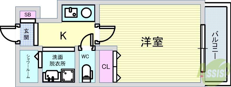 パレロイヤル3番館(1K/6階)の間取り写真
