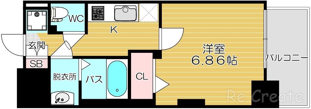 フォーリアライズ難波シエロ(1K/10階)の間取り写真
