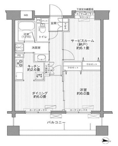 リベルタ港北(1SDK/1階)の間取り写真