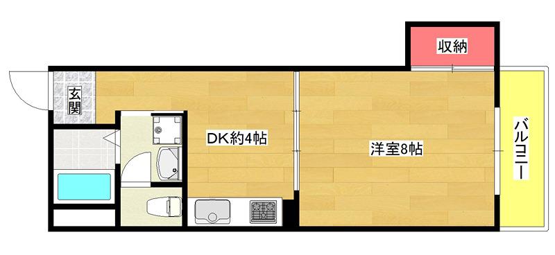 MEGA DOME ウエスト(1DK/4階)の間取り写真