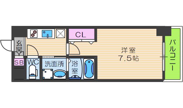 グレータ美章園(1K/7階)の間取り写真