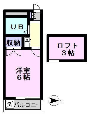 トレインハウス(1K/2階)の間取り写真