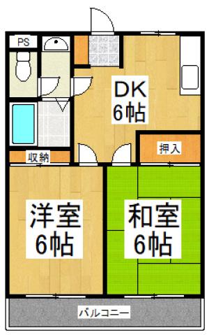 キャッスルハイツ(2DK/2階)の間取り写真