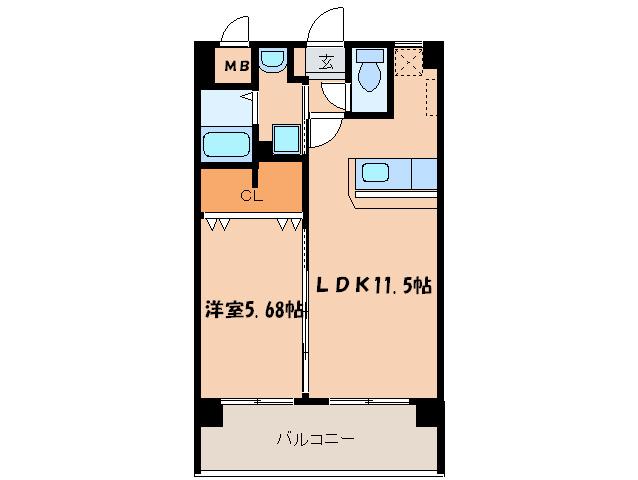 MID GARDEN 三島(1LDK/5階)の間取り写真