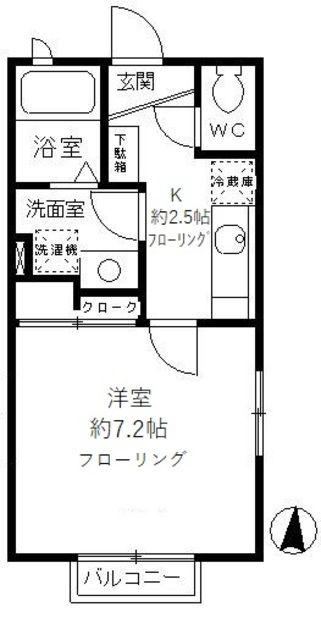 シャルマンウエスト(1K/2階)の間取り写真