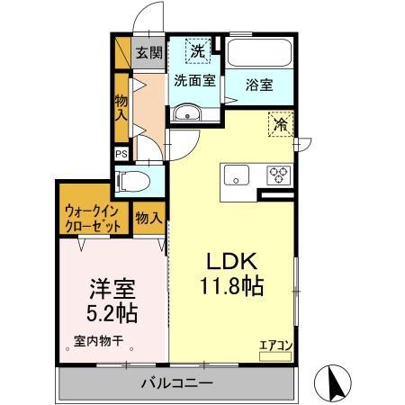 CLAIR(1LDK/2階)の間取り写真
