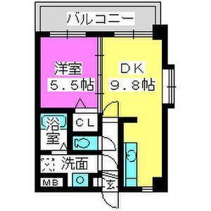 アークプラザしおばる(1LDK/6階)の間取り写真