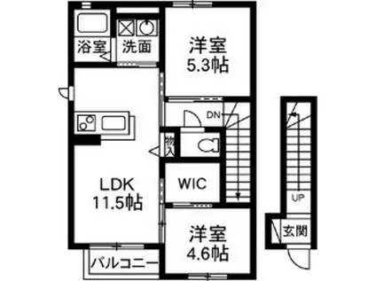 シャーメゾン SQUARE・I(2LDK/2階)の間取り写真