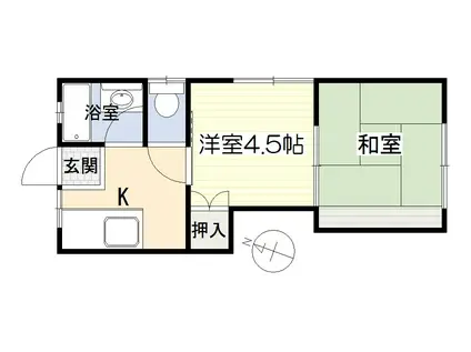 後迫アパート 鹿児島市(2K/2階)の間取り写真