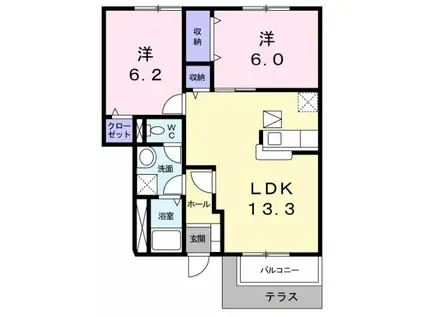 ラ フォーレ・ガーデン(2LDK/1階)の間取り写真