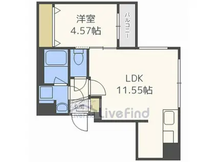 ファクターナイン グランドサクセス中央通(1LDK/4階)の間取り写真