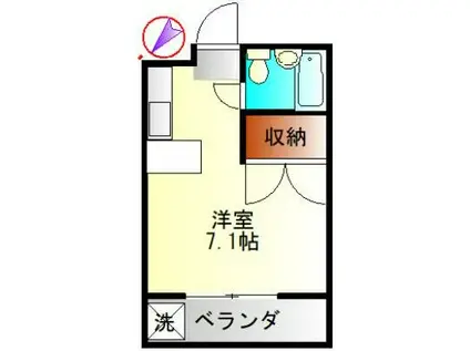 スカイマンション(ワンルーム/2階)の間取り写真
