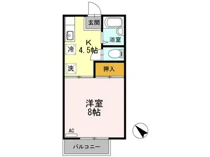 シティーコーポほんどう B棟(1K/1階)の間取り写真