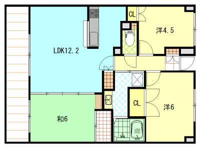 東仙台五番館(3LDK/1階)の間取り写真