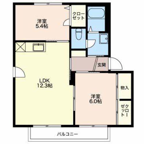 パル田園 A棟(2LDK/2階)の間取り写真