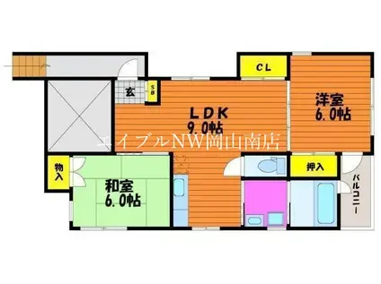 西ハウス(2LDK/2階)の間取り写真