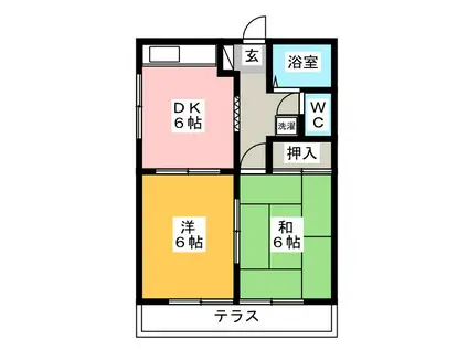 ゴッドバレー富塚(2DK/1階)の間取り写真