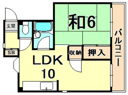 ハイツ南甲子園(1LDK/2階)の間取り写真