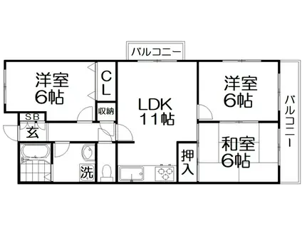 HIKO壱番館(3LDK/2階)の間取り写真