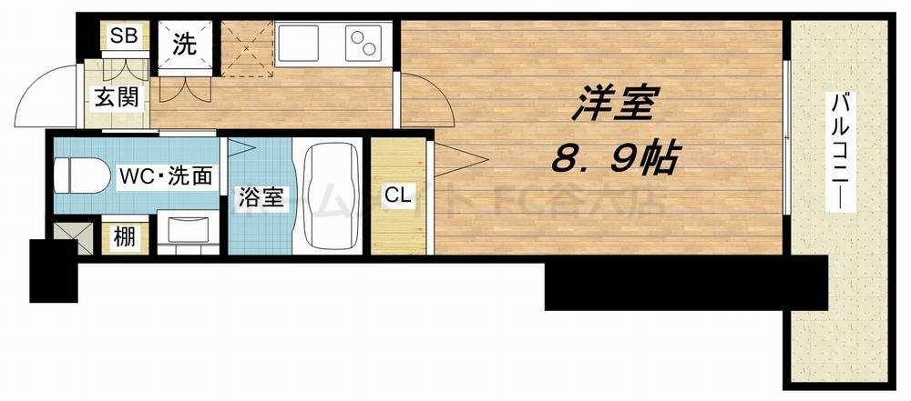 ディナスティ松屋町II(1K/11階)の間取り写真