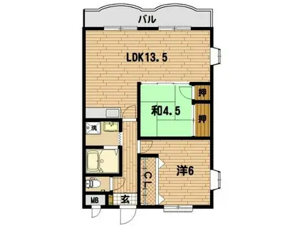 コンフォート榮(2LDK/3階)の間取り写真