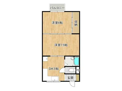 シャンポール京月(2DK/1階)の間取り写真