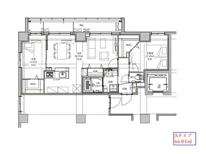 GRACE SAGINUMA(2LDK/4階)の間取り写真