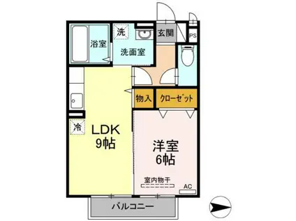 プリオールエフC棟(1LDK/2階)の間取り写真