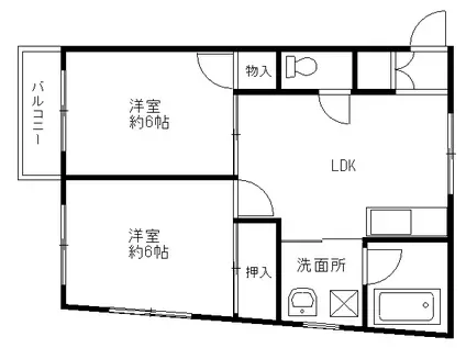 栄泉第一ビル(2LDK/2階)の間取り写真
